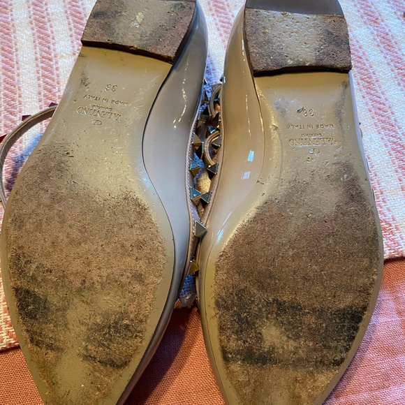 Valentino Rockstud T-Strap Flat Blush 8/38 EUC - Picture 4 of 11